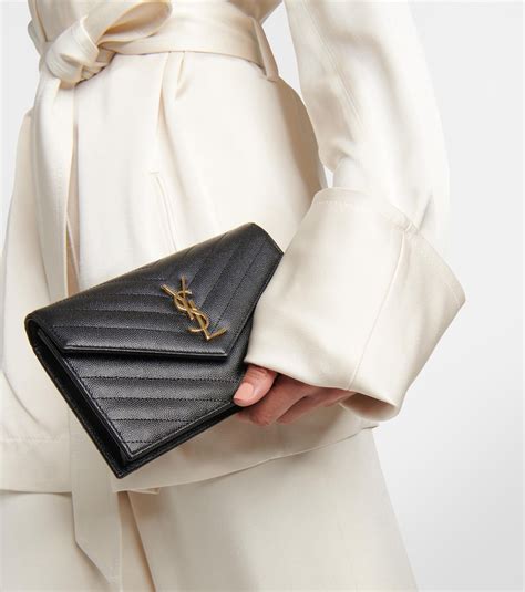 ysl wallet on chain all black|YSL cassandre envelope chain wallet.